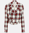 ALESSANDRA RICH CHECKED CROPPED WOOL-BLEND JACKET