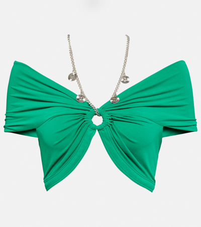 Paco Rabanne Keyhole Bustier Crop Top In Emerald