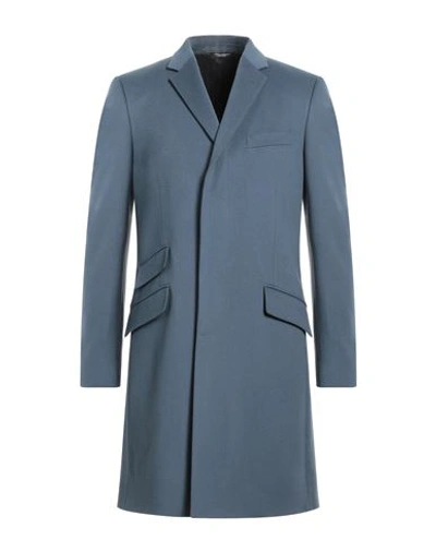 Dolce & Gabbana Man Coat Slate Blue Size 34 Virgin Wool, Cashmere