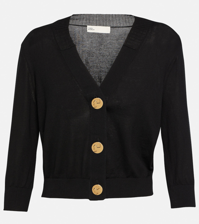 Tory Burch Cropped Cotton Cardigan In Black