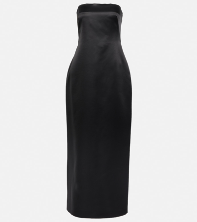 The Row Reeta Wool And Silk Maxi Dress In Black