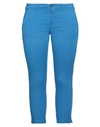 40weft Woman Pants Azure Size 8 Cotton, Elastane In Blue