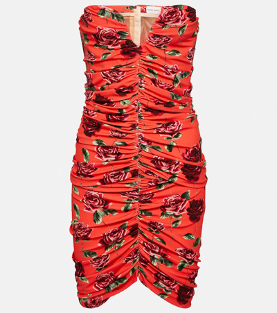 Magda Butrym Floral Ruched Minidress In Red