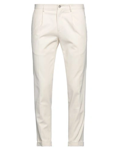 Santaniello Man Pants Cream Size 36 Cotton, Elastane In White