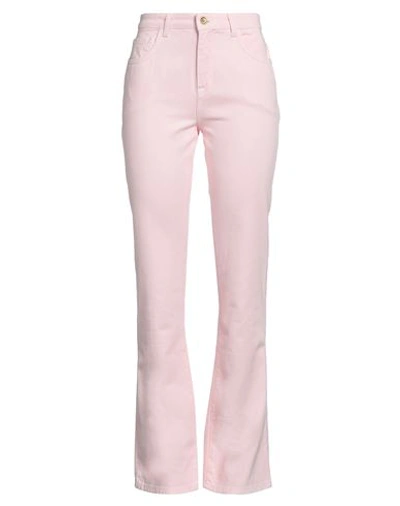 Patrizia Pepe Woman Denim Pants Pink Size 30 Cotton