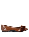 Alessandro Dell'acqua X Tod's Woman Ballet Flats Brown Size 8.5 Other Fibres, Soft Leather