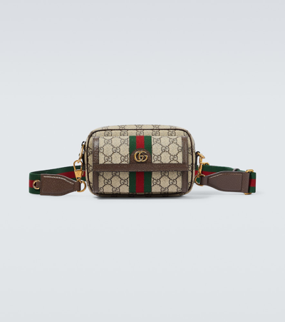 Gucci Ophidia Mini Gg Supreme Canvas Bag In Nude & Neutrals