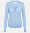 Tory Burch Simone Button-down Wool-silk Cardigan In Light Blue