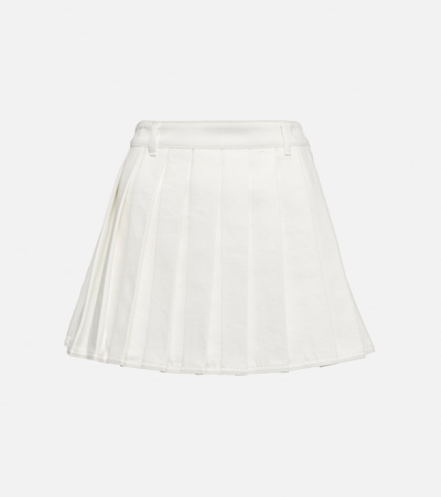 Ferragamo Low-rise Cotton Denim Miniskirt In White