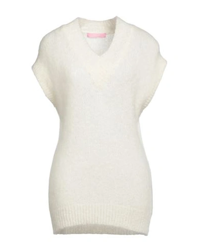 Noodle Italia Woman Sweater Cream Size M Mohair Wool, Wool, Acrylic, Polyamide, Elastane In White