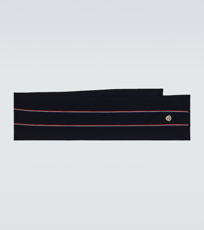 Moncler 羊毛罗纹针织围巾 In Black
