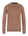 Roberto Collina Man Sweater Camel Size 46 Cotton, Nylon, Elastane In Beige