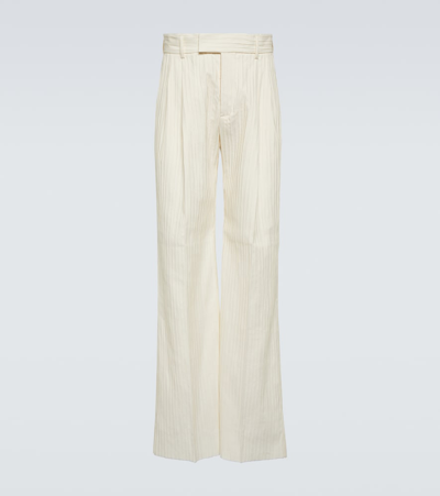 Amiri Mid-rise Wide-leg Twill Pants In White