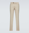 Brunello Cucinelli Mid-rise Cotton-blend Slim Pants In Beige