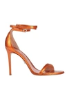 Sergio Levantesi Woman Sandals Orange Size 10 Soft Leather
