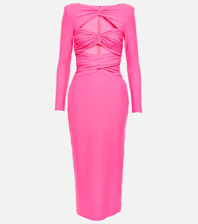 Self-portrait Cutout Jersey Midi Dress In Fucsia