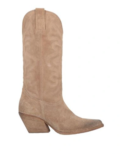 Elena Iachi Woman Knee Boots Beige Size 6 Soft Leather In Beige