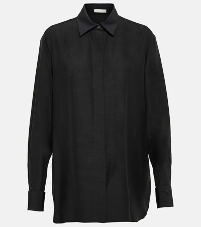 The Row Sisella Wool-blend Button-front Shirt In Black