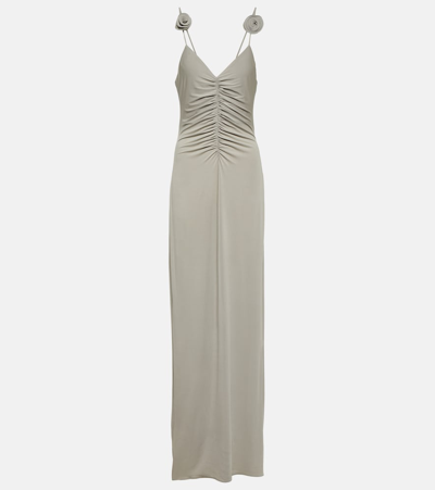 Magda Butrym Gathered Jersey Maxi Dress In Grey