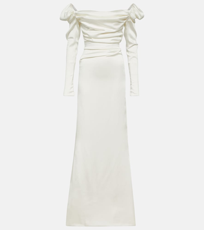 Vivienne Westwood Astral Draped Satin Long Sleeve Dress In White