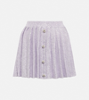 Self-portrait Sequin-embellished Ribbed-knit Mini Skirt In Purple