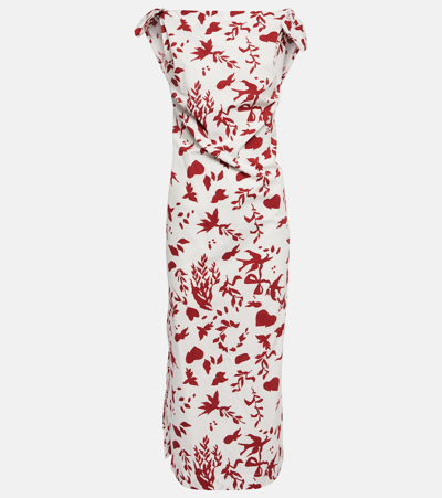 Emilia Wickstead Wallis Printed Cotton Midi Dress In Red