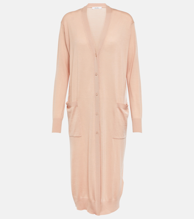 Max Mara Leale Wool Cardigan In Pink