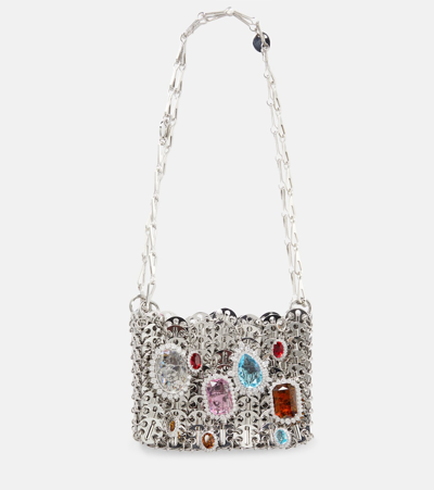 Rabanne Nano 1969 Jeweled Shoulder Bag In Silver