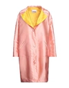 Brand Unique Woman Overcoat Salmon Pink Size 1 Polyester In Pink