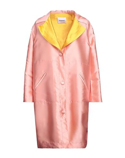 Brand Unique Woman Overcoat Salmon Pink Size 1 Polyester