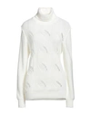 Tsd12 Woman Turtleneck Ivory Size L Acrylic, Wool In White