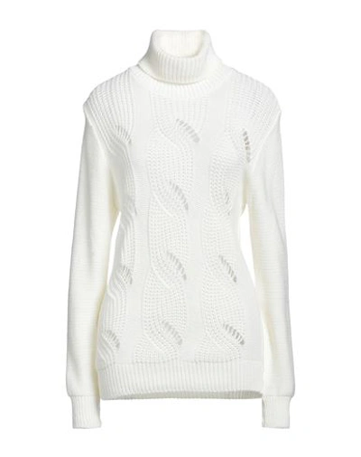 Tsd12 Woman Turtleneck Ivory Size L Acrylic, Wool In White