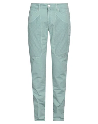 Jeckerson Man Pants Light Green Size 34 Cotton, Elastane In Green