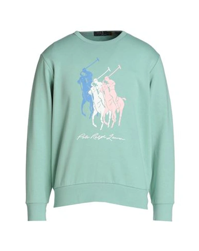 Polo Ralph Lauren Big Pony Fleece Sweatshirt Man Sweatshirt Light Green Size L Cotton, Polyester