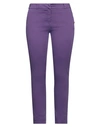 Kontatto Woman Pants Purple Size M Cotton, Elastane