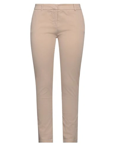 Kontatto Woman Pants Beige Size L Cotton, Elastane