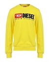 Diesel Man Sweatshirt Yellow Size Xl Cotton, Elastane