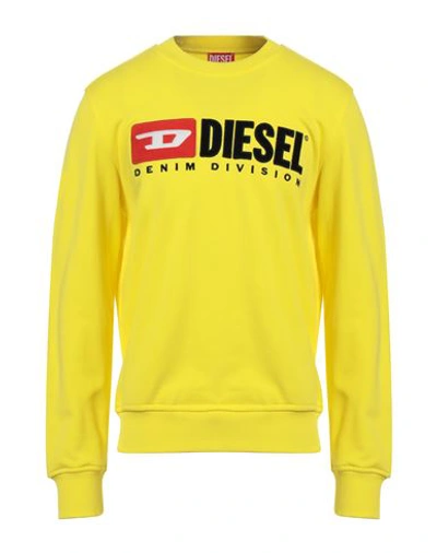 Diesel Man Sweatshirt Yellow Size Xl Cotton, Elastane