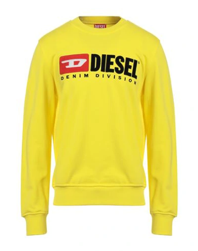 Diesel Man Sweatshirt Yellow Size Xl Cotton, Elastane In Yellow