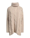 Niū Woman Turtleneck Beige Size M Wool, Polyamide