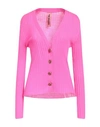Pink Memories Woman Cardigan Fuchsia Size 10 Wool In Pink