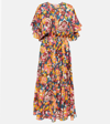 ERES PIMENT FLORAL SILK AND COTTON MIDI DRESS