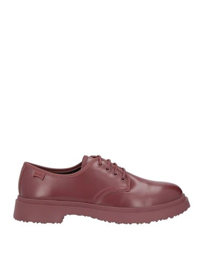 Camper Man Lace-up Shoes Burgundy Size 9 Soft Leather In Red