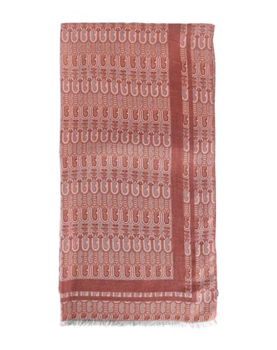 Furla Woman Scarf Brick Red Size - Viscose, Cotton, Wool, Silk