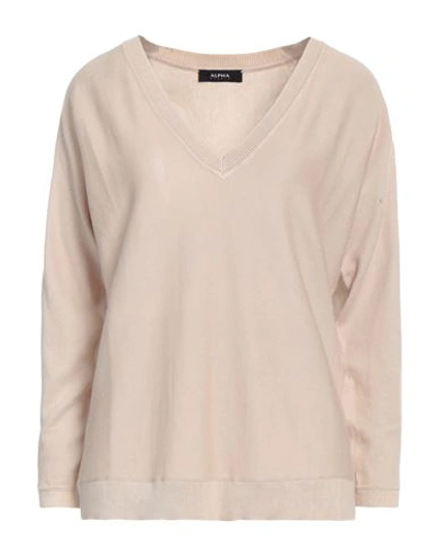Alpha Studio Woman Sweater Beige Size 4 Cotton, Cashmere