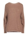 Vanessa Scott Woman Sweater Khaki Size Onesize Acrylic, Polyamide, Mohair Wool In Beige