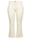 Another Label Woman Pants Cream Size 12 Cotton, Elastane In White