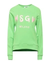 Msgm Woman Sweatshirt Acid Green Size Xl Cotton