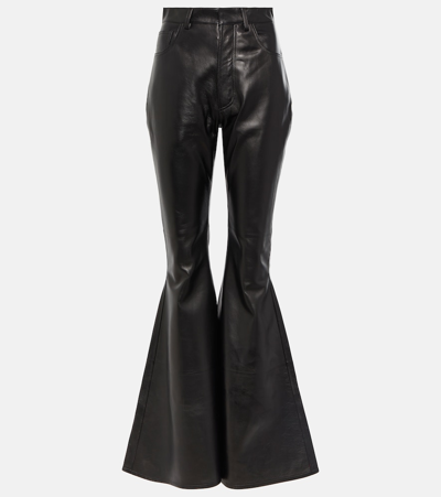 Alaïa Flared Leather Trousers In Black