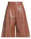 Nynne Woman Cropped Pants Tan Size 4 Soft Leather In Brown